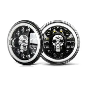 Skull LED Daymaker Round 7inch Headlights Pair