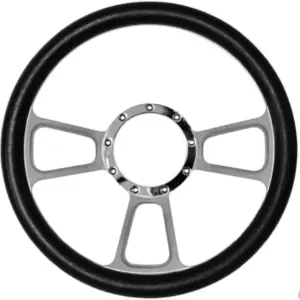 Mastodon T-Style Billet Steering Wheel 14×2″, Black Leather